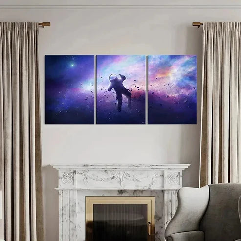 3pcs Galaxy & Nebula Space-Themed Astronaut Wall Art Canvas Unframed - High Quality Print 100% Australian Made Wall Canvas - Bella Home Decor