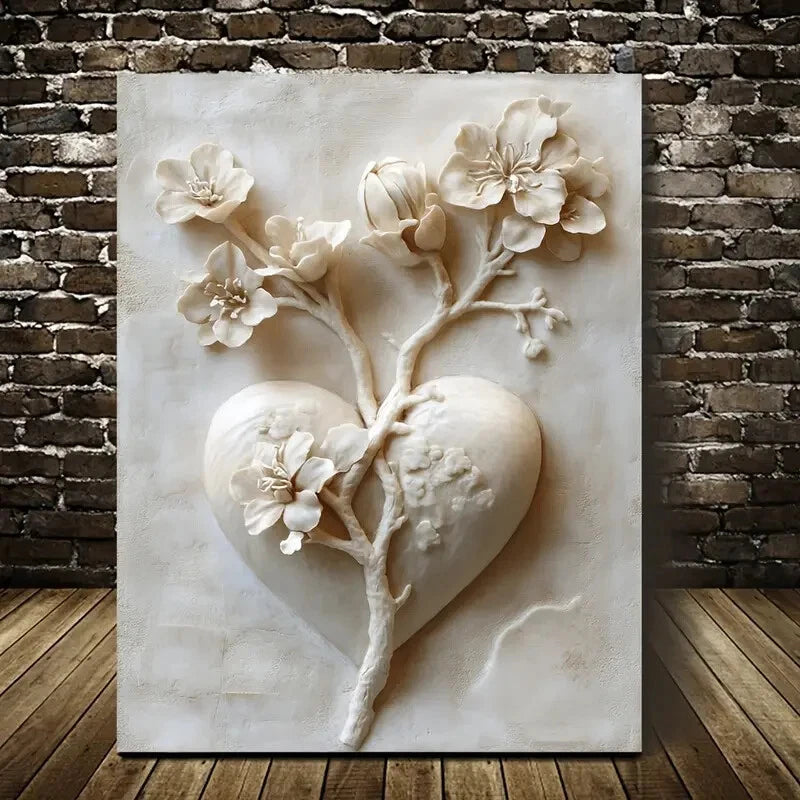 Beautiful Featuring Heart Blossoms Tree Painting 40x60cm Metal Print Ready to Hang - Bella Home Decor
