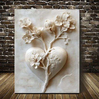 Beautiful Featuring Heart Blossoms Tree Painting 40x60cm Metal Print Ready to Hang - Bella Home Decor