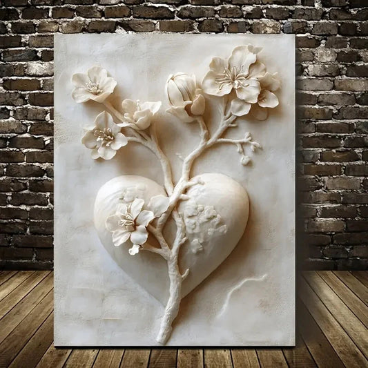 Beautiful Featuring Heart Blossoms Tree Painting 40x60cm Metal Print Ready to Hang - Bella Home Decor