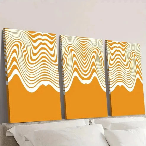 3pcs Flowing Caramel Wavy Seamless Pattern Wall Art Set Canvas Unframed - High Quality Print 100% Australian Made Wall Canvas - Bella Home Decor