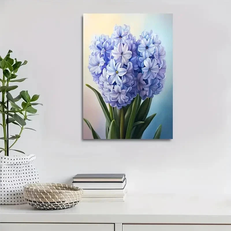 Beautiful Vibrant Blue Hyacinth Flower Bouquet 40x60cm Metal Print Ready to Hang - Bella Home Decor