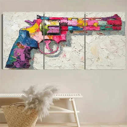 3pcs Shooting Gun Thick Modern Art Wall Art Set Canvas Framed 50x70cm - High Quality Print 100% Australian Made Wall Canvas Ready to Hang