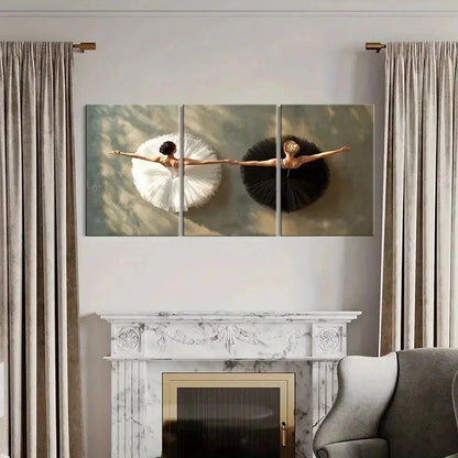 3pcs Black And White Ballet Dancers Wall Art Set Canvas Framed 60x90cm - High Quality Print 100% Australian Made Wall Canvas Ready to Hang - Bella Home Decor