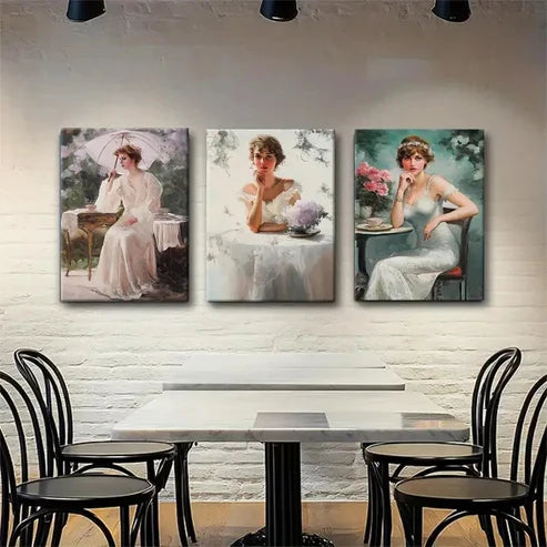 3pcs Vintage Lady Portraits Figurative Wall Art Canvas Unframed - High Quality Print 100% Australian Made Wall Canvas