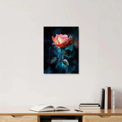 Beautiful Abstract Pink Rose Traditional Painting  40x60cm Metal Print Ready to Hang