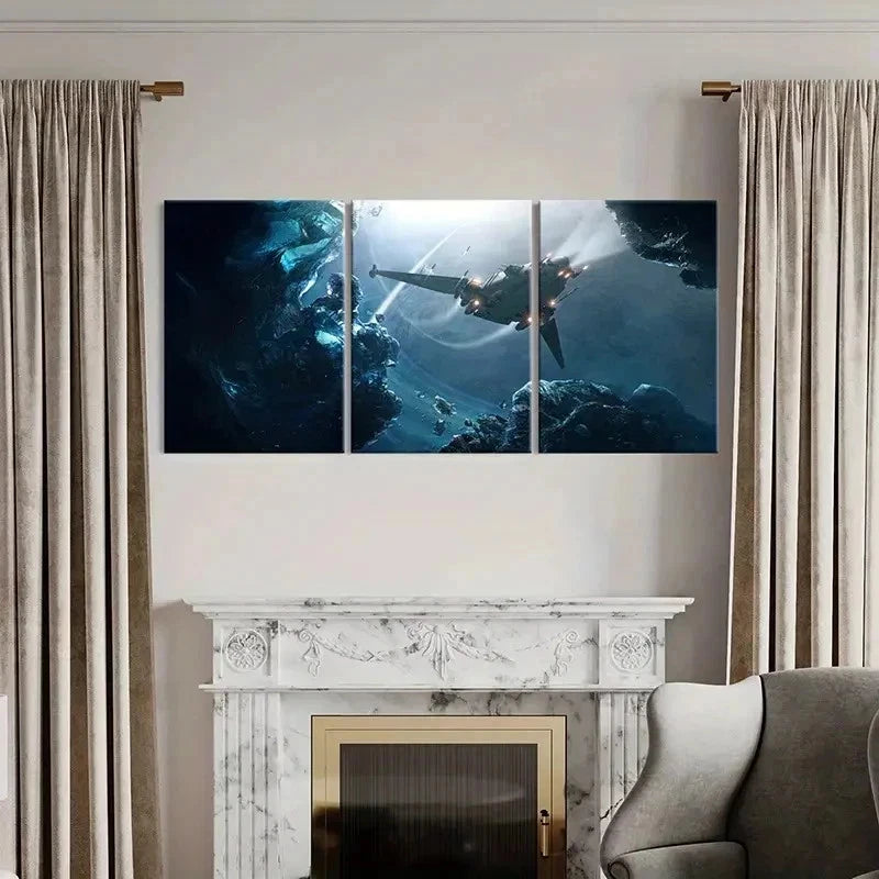 3pcs Space Fantasy Theme Modern Sci-Fi Universe Wall Art Set Canvas Framed 50x70cm - High Quality Print 100% Australian Made Wall Canvas Ready to Hang - Bella Home Decor