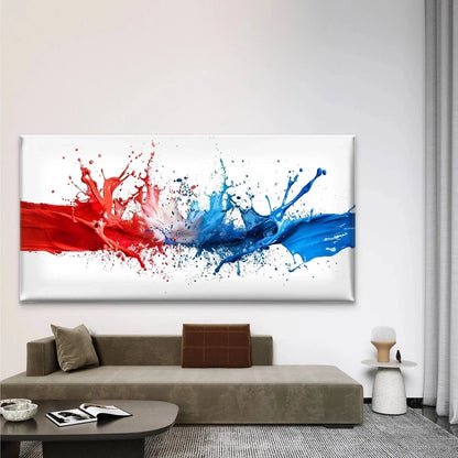 Red, White, and Blue Paint Wall Art Canvas Office Home Room Framed 120x60cm