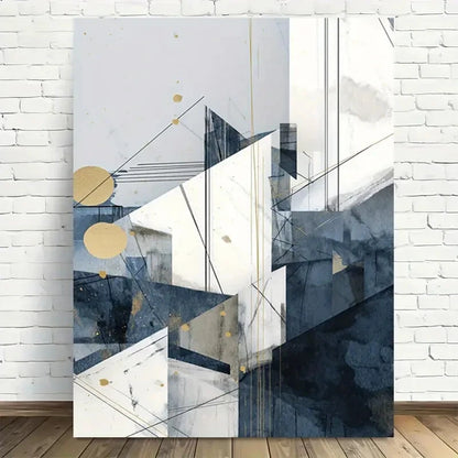 Beautiful Vintage Style Blue Black & Golden Painting 40x60cm Metal Print Ready to Hang - Bella Home Decor