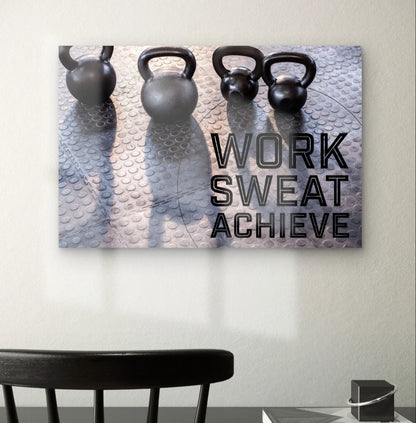 Work Sweat Achieve Fitness Quotes Gym 5mm Plastic Poster Ready to Hang 90x60cm