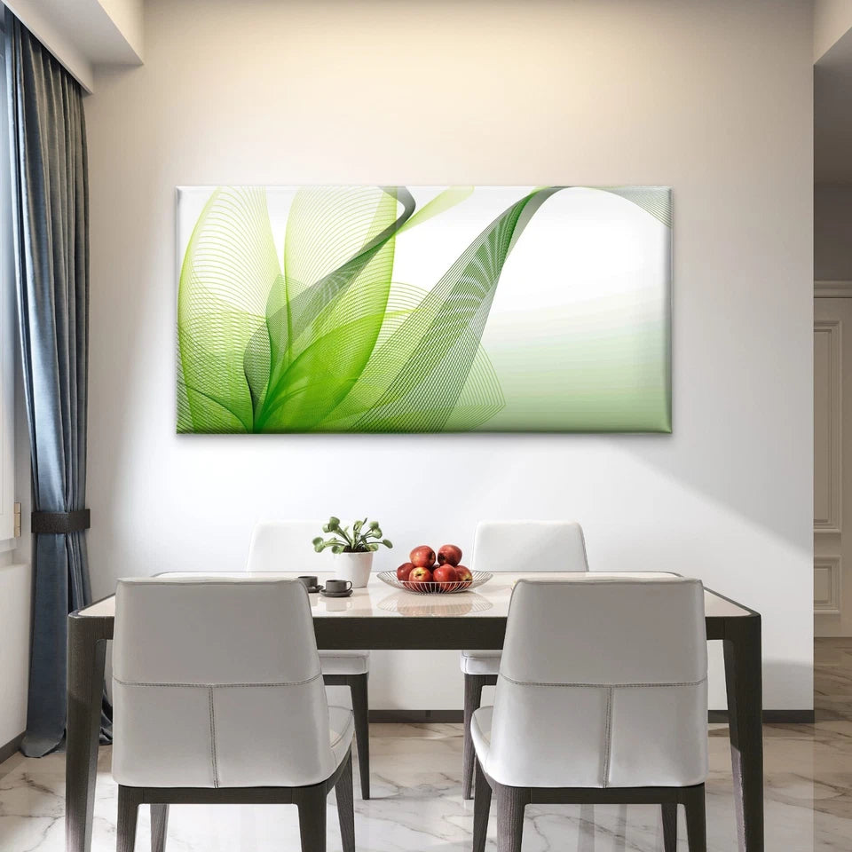 Green Background With Lines Wall Art Canvas Office Home Room Framed 120x60cm - Bella Home Decor