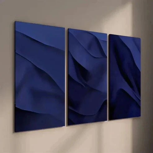 3pcs Modern Minimalist Abstract Navy Blue Decor Wall Art Set Canvas Unframed - High Quality Print 100% Australian Made Wall Canvas