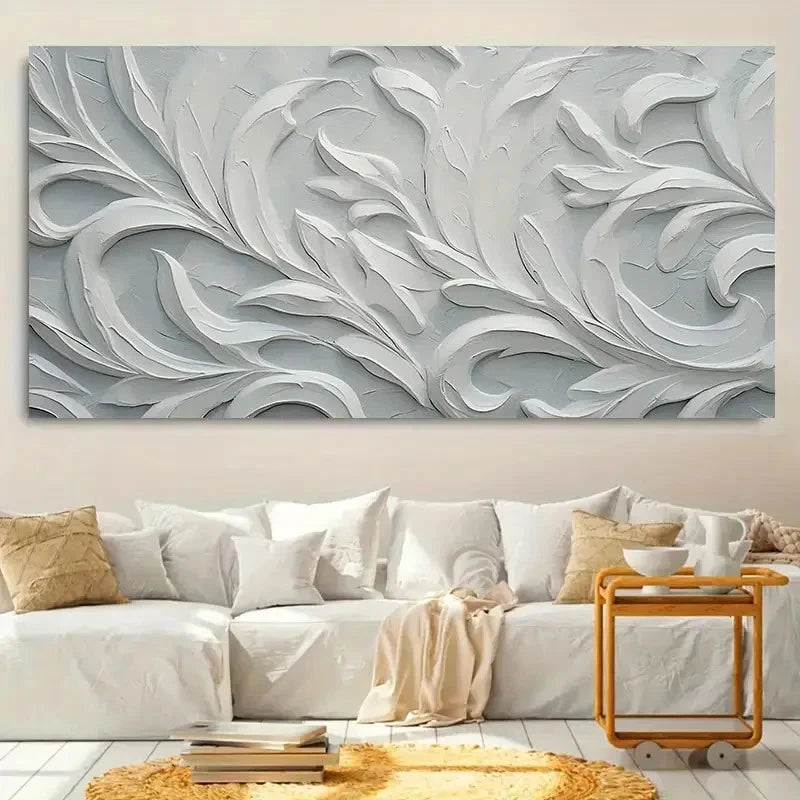 White Floral Elegant Realistic Wall Art Canvas Office Home Room Framed 120x60cm