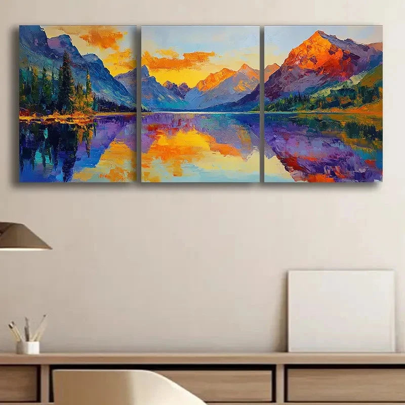 3pcs Art Set - Scenic Mountain SM   Wall Art Set Canvas Framed 50x70cm - High Quality Print 100% Australian Made Wall Canvas Ready to Hang - Bella Home Decor