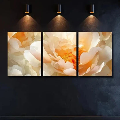 3pcs Cream & Caramel Summer Peony   Wall Art Canvas Unframed - High Quality Print 100% Australian Made Wall Canvas - Bella Home Decor