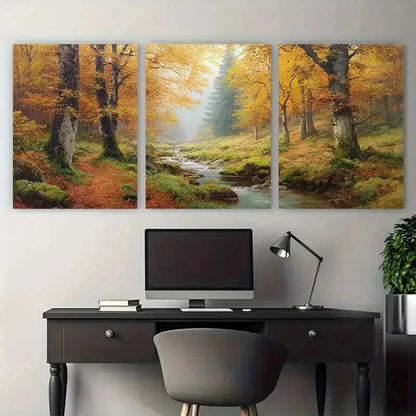 3pcs Autumn Landscape With Trees Foral Perfect Wall Art Set Canvas Framed 50x70cm - High Quality Print 100% Australian Made Wall Canvas Ready to Hang - Bella Home Decor