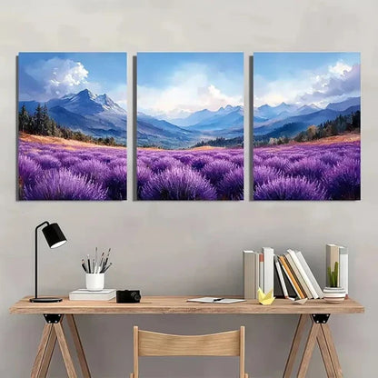 3pcs Lavender Valley Oregon Mountain  Wall Art Set Canvas Unframed - High Quality Print 100% Australian Made Wall Canvas