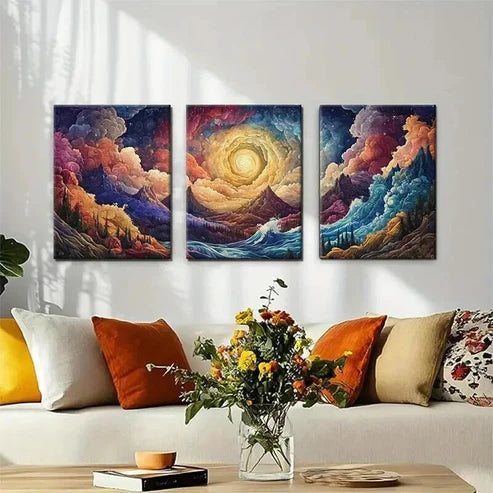 3pcs Surreal Landscape Clouds Dreamlike Perfect  Wall Art Set Canvas Unframed - High Quality Print 100% Australian Made Wall Canvas