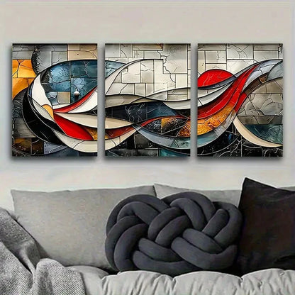 3pcs Abstract Fluid Art Composition Wall Art Set Canvas Framed 60x90cm - High Quality Print 100% Australian Made Wall Canvas Ready to Hang - Bella Home Decor