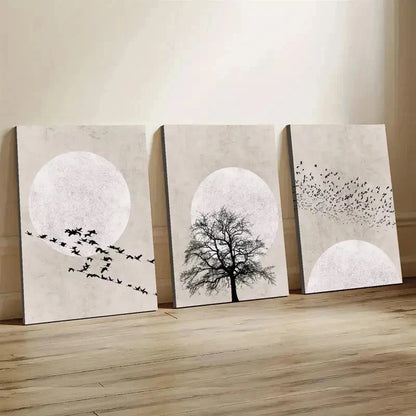 3pcs Sun Silhouette Prints, Nordic Wall Art Set Canvas Framed 60x90cm - High Quality Print 100% Australian Made Wall Canvas Ready to Hang