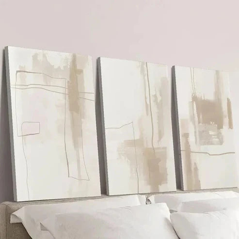 3pcs Abstract Geometric Golden Line Outline Wall Art Set Canvas Unframed - High Quality Print 100% Australian Made Wall Canvas