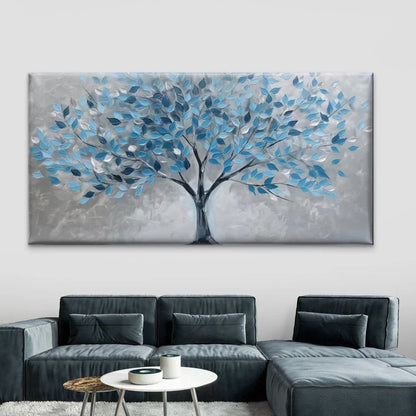 Blue &Leaf Design Abstract Tree Wall Art Canvas Office Home Room Framed 120x60cm