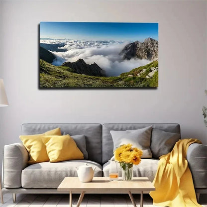 Mist-Shrouded Mountains Wall Art Canvas Office Home Room Framed 120x60cm