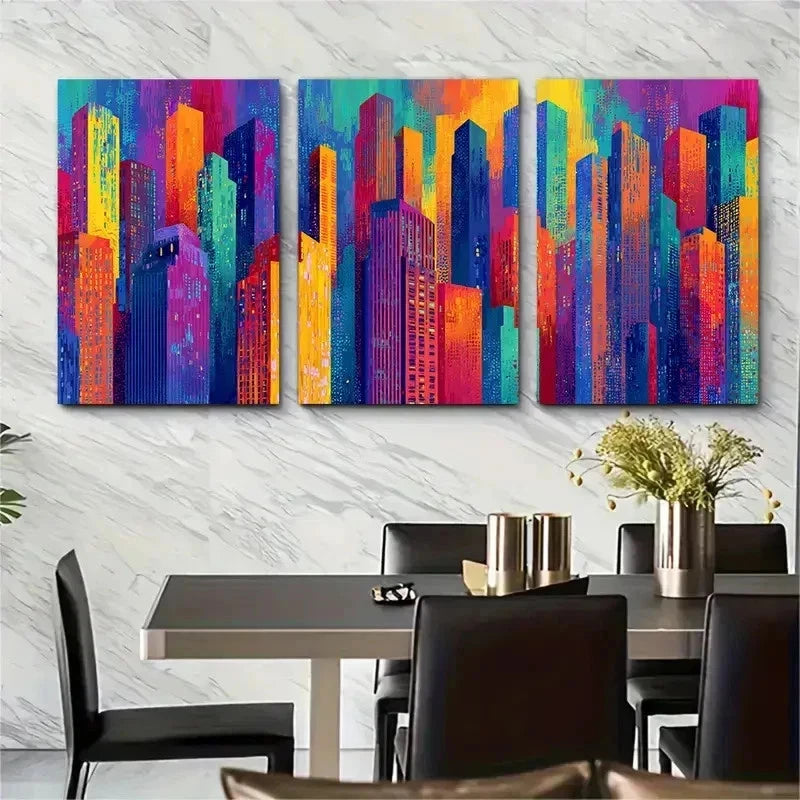 3pcs Colorful Urban Canyons Matisse Perfect Wall Art Set Canvas Framed 50x70cm - High Quality Print 100% Australian Made Wall Canvas Ready to Hang - Bella Home Decor