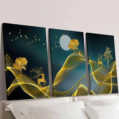 3pcs Minimalism, Pine Wood Wall Art Set Canvas Framed 40x60cm - High Quality Print 100% Australian Made Wall Canvas Ready to Hang - Bella Home Decor
