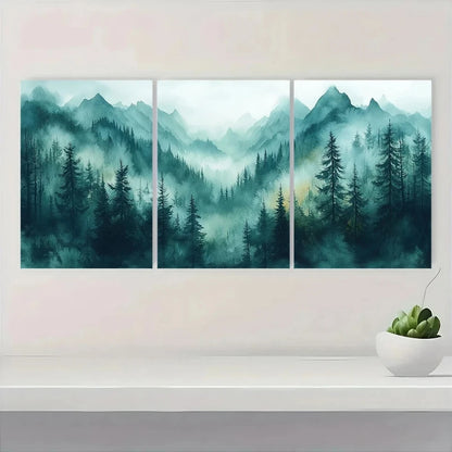 3pcs Abstract Forest Watercolor Wall Art Set Canvas Framed 40x60cm - High Quality Print 100% Australian Made Wall Canvas Ready to Hang - Bella Home Decor