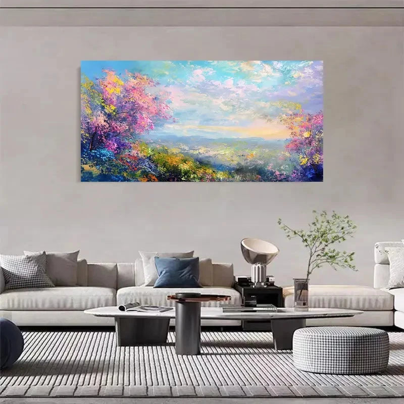 Impressionist Colorful Forest Wall Art Canvas Office Home Room Framed 120x60cm