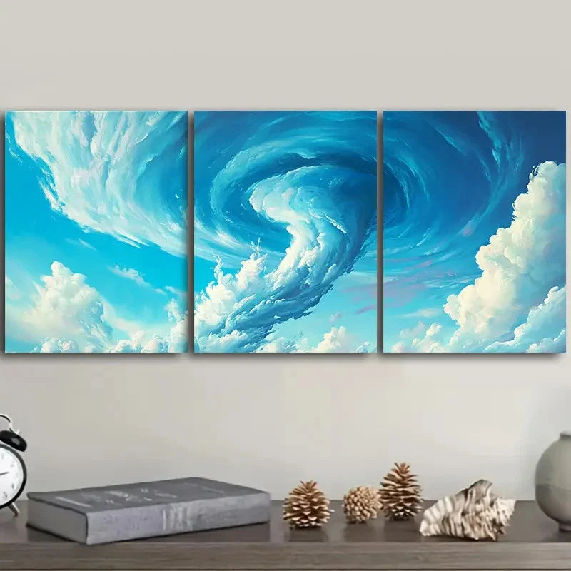 3pcs Tornado Wall Art Set Canvas Framed 40x60cm - High Quality Print 100% Australian Made Wall Canvas Ready to Hang - Bella Home Decor
