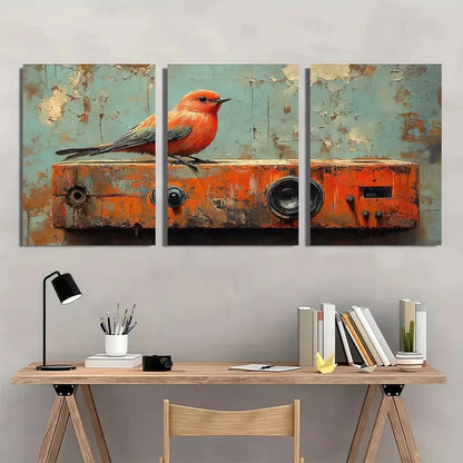 3pcs Whimsical Bird Nature Giclée Perfect Wall Art Set Canvas Framed 40x60cm - High Quality Print 100% Australian Made Wall Canvas Ready to Hang - Bella Home Decor
