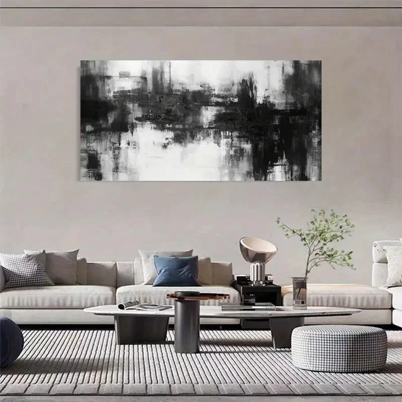 Black And White Modern Minimalist Wall Art Canvas Office Home Room Framed 120x60cm - Bella Home Decor