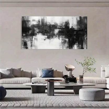Black And White Modern Minimalist Wall Art Canvas Office Home Room Framed 120x60cm - Bella Home Decor