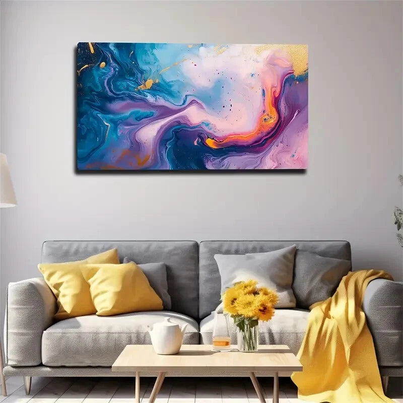 Dreamy Blue Purple Pink Wall Art Canvas Office Home Room Framed 120x60cm - Bella Home Decor