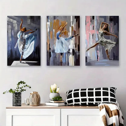3pcs Expressive Dance Movement Art Prints Metal Print Ready to Hang Art