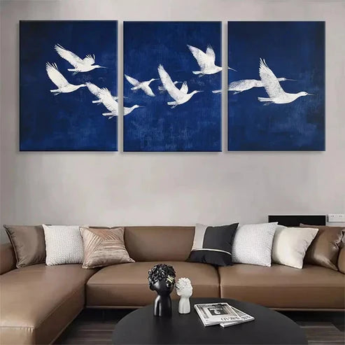 3pcs Elegant White Birds in Flight Perfect Wall Art Canvas Unframed – High Quality Print 100% Australian Made Wall Canvas