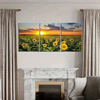 3pcs Sunflower in the Sunshine Nature Scenery Wall Art Canvas Unframed - High Quality Print 100% Australian Made Wall Canvas