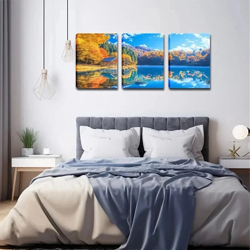 3pcs Peaceful Reflections Of Nature Perfect Wall Art Set Canvas Framed 60x90cm - High Quality Print 100% Australian Made Wall Canvas Ready to Hang - Bella Home Decor