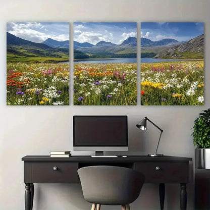 3pcs Snowdonia Scenery Mountain & Lake Perfect Wall Art Set Canvas Framed 50x70cm - High Quality Print 100% Australian Made Wall Canvas Ready to Hang
