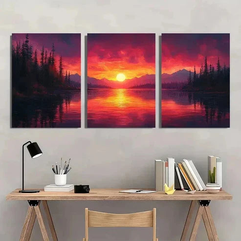 3pcs Color Burs Sunset Abstract Vibrant Wall Art Canvas Unframed - High Quality Print 100% Australian Made Wall Canvas - Bella Home Decor