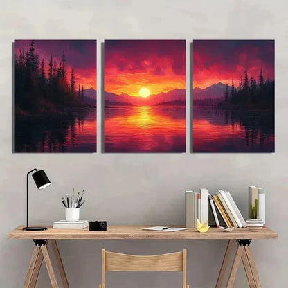 3pcs Color Burs Sunset Abstract Vibrant Wall Art Canvas Unframed - High Quality Print 100% Australian Made Wall Canvas - Bella Home Decor