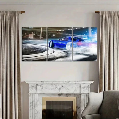 3pcs Modern Sports Supercar Drifting Wall Art Canvas Unframed - High Quality Print 100% Australian Made Wall Canvas