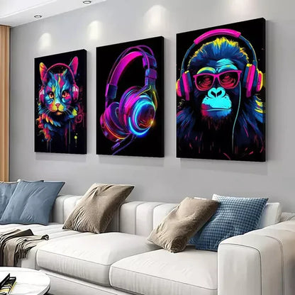 3pcs Elegant Decorative Graffiti Gaming Canvas Unframed - High Quality Print 100% Australian Made Wall Canvas