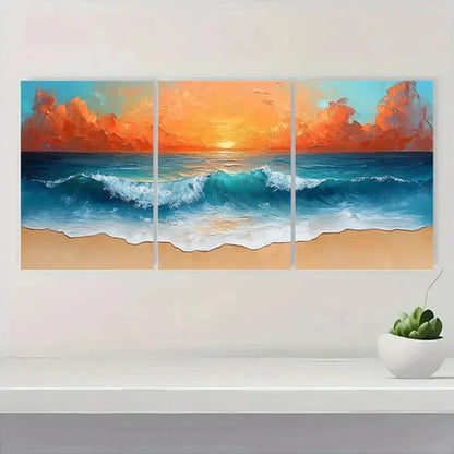 3pcs Vibrant Summer Beach AS Wall Art Set Canvas Unframed - High Quality Print 100% Australian Made Wall Canvas