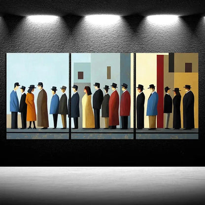 3pcs Men and Women Series Abstract Figure Metal Print Ready to Hang Art