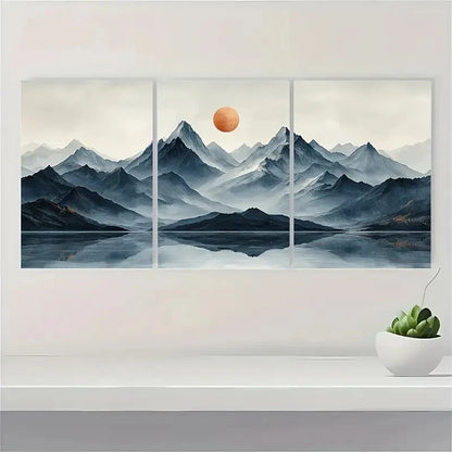 3pcs Mountain Landscape Triptych Black White E  Wall Art Set Canvas Framed 60x90cm - High Quality Print 100% Australian Made Wall Canvas Ready to Hang