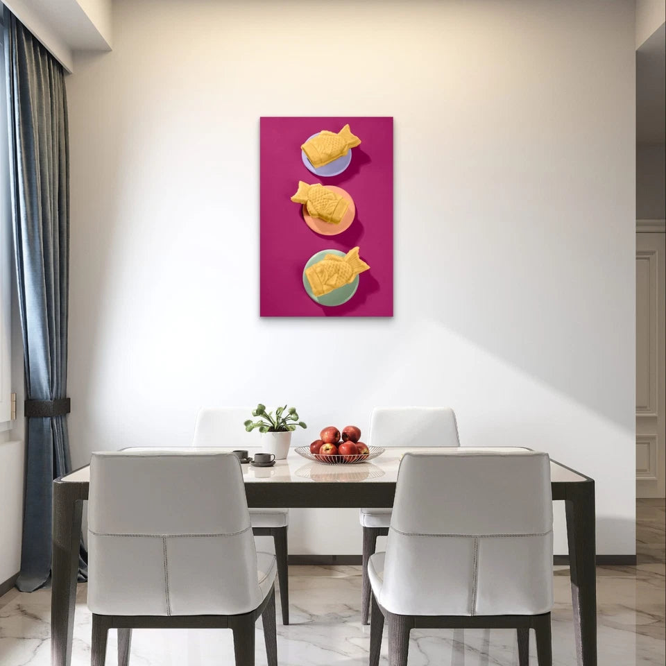 Vibrant Japanese Taiyaki Dessert Pastry Food 40x60cm Metal Print Ready to Hang