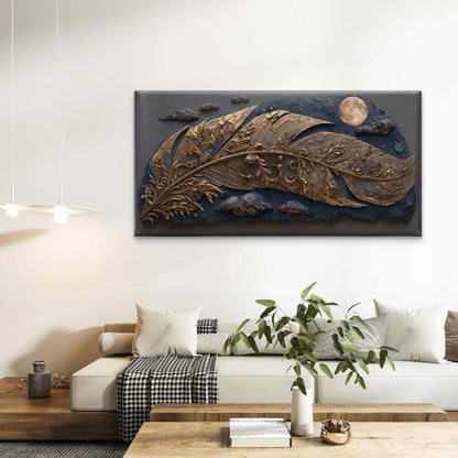 Gilded Flight Under the Moon Wall Art Canvas Office Home Room Framed 120x60cm - Bella Home Decor